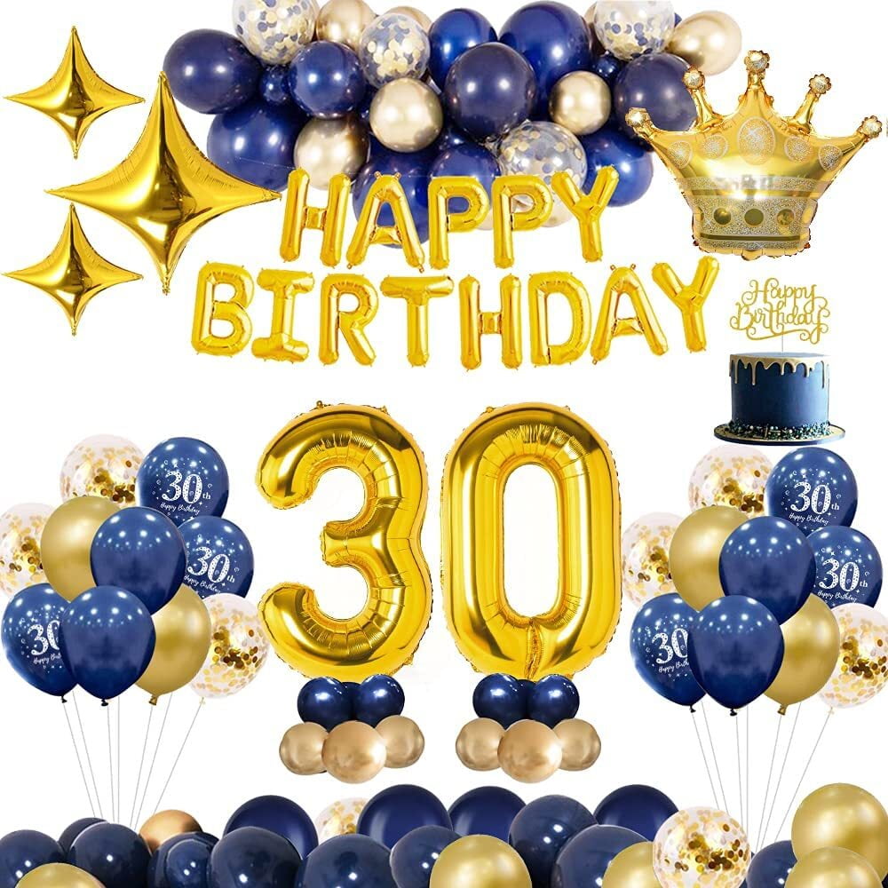 30th Birthday Party Decorations Men,30th Birthday Decorations Set Men Navy Blue Gold Party Decorations Kit Latex Confetti Balloons Helium Number 30 for Man Women Anniversary - Walmart.com